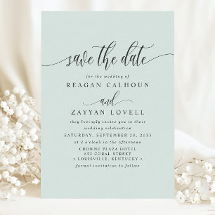 Pastel Mint Elegante Kalligraphie Save the Date