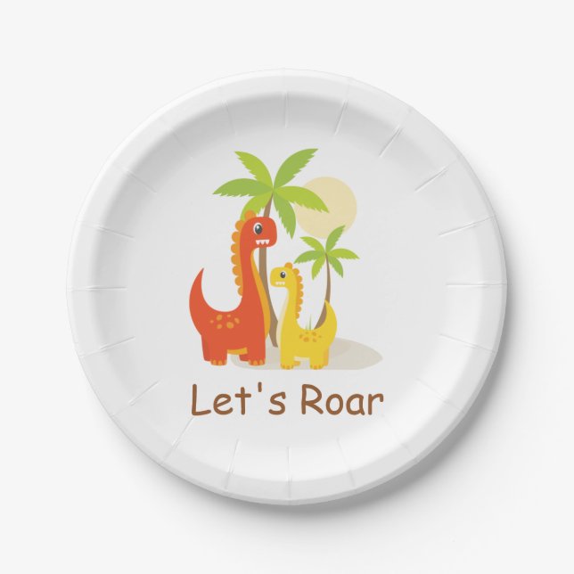 Pastel Mint Green Lasse Roar Dinosaur Party Pappteller (Vorderseite)