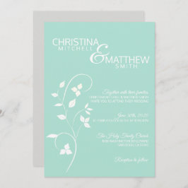 Pastel Mint Green & Light Gray Vine Wedding Einladung