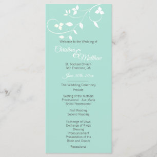 Pastel Mint Green & Light Gray Wedding Zeremonie Programm