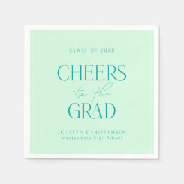 Pastel Mint Green Personalisiert Cheers Grad Party Serviette