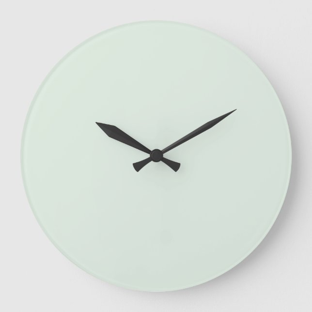 Pastel Mint Green Solid Color Große Wanduhr (Vorderseite)