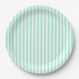 Pastel Mint Green Stripes Sommer Streifen Pappteller