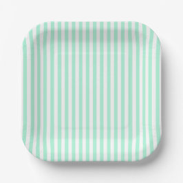 Pastel Mint Green Stripes Sommer Streifen Pappteller