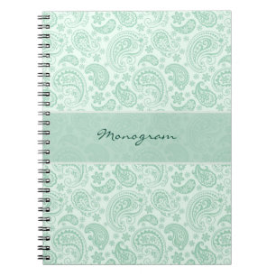 Pastel Mint Green Vintag Floral Paisley Muster Notizblock