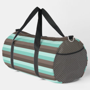 PASTEL MINT GRÜNE UND BROWN PATTERN & STREIFEN DUFFLE BAG
