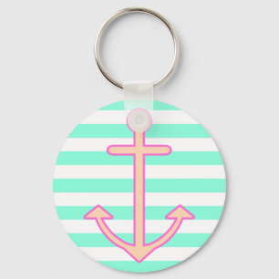 Pastel Mint Nautical Anchor Schlüsselanhänger