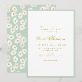 Pastel Mint Sage Retro Daisy Floral Bridal Shower Einladung