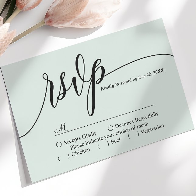 Pastel Mint Simple Script Wedding RSVP Card (Von Creator hochgeladen)