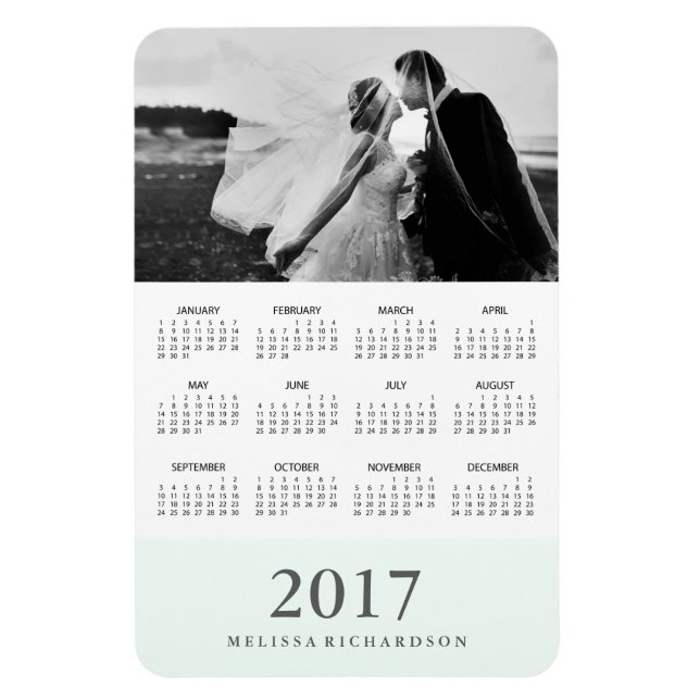 Pastel Mint Strip | Eleganter Foto - Kalender 2017 Magnet (Vertikal)