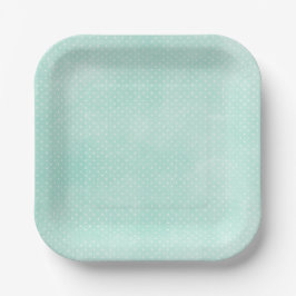 Pastel Minty Blue Turquoise Tiny Polka Dots Pappteller