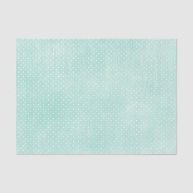 Pastel Minty Blue Turquoise Tiny Polka Dots Seidenpapier (Vorderseite)