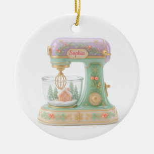 Pastel-Mixer-Schneekugel-Bäcker-Ornament nach Maß Keramik Ornament