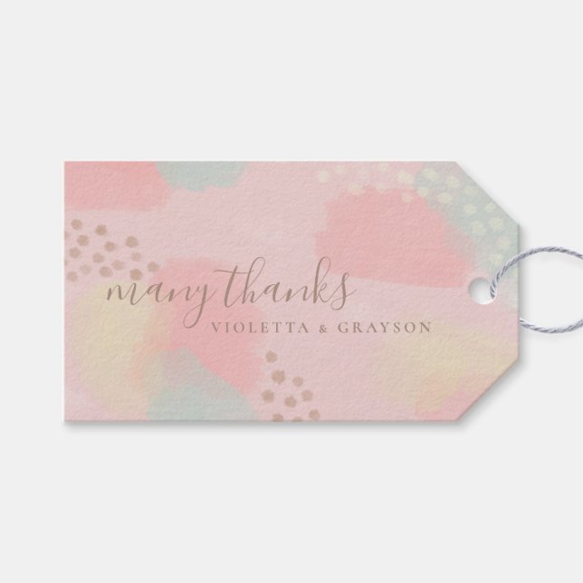 Pastel Modern Art Wedding Geschenkanhänger (Vorderseite (Horizontal))
