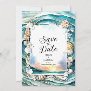 Pastel Modern Beach Wedding Save The Date