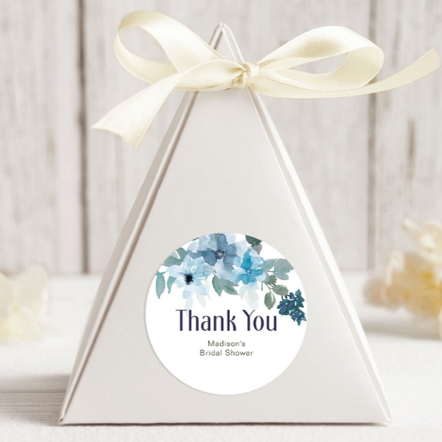 Pastel Modern Blue Rose Hochzeit Runder Aufkleber (Von Creator hochgeladen)