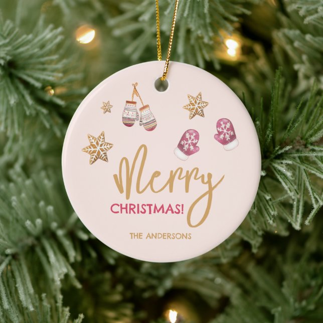 Pastel Modern Christmas Pattern Keramik Ornament (Baum)