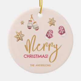 Pastel Modern Christmas Pattern Keramik Ornament