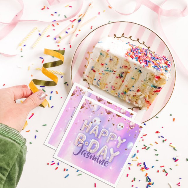 Pastel Modern Glam Trendy Balloons glücklich Gebur Serviette (Von Creator hochgeladen)