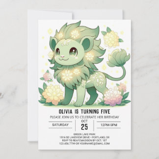 Pastel Modern Lion Digital Geburtstag Einladung