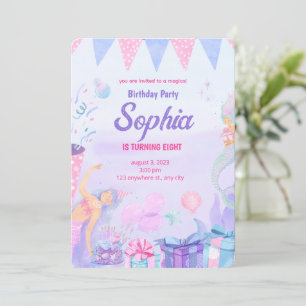 Pastel Modern Mermaid Birthday Einladung
