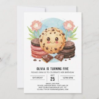 Pastel Moderne Aquarellkekse Geburtstag Einladung