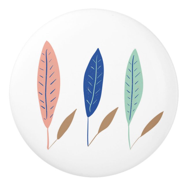 Pastel moderne schlichte minimalistische Blätter Keramikknauf (Vorderseite)