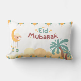 Pastel Moon & Palm Eid Mubarak Throw Pillow- eid Lendenkissen