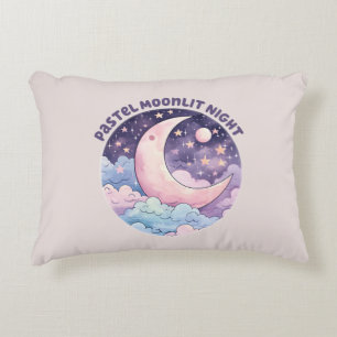 Pastel Moonlit Night - Dreamy Crescent Moon Dekokissen
