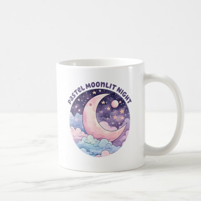 Pastel Moonlit Night - Dreamy Crescent Moon Kaffeetasse (Rechts)