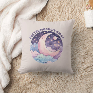 Pastel Moonlit Night - Dreamy Crescent Moon Kissen