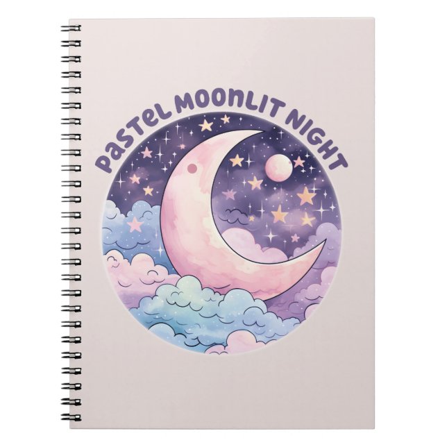 Pastel Moonlit Night - Dreamy Crescent Moon Notizblock (Vorderseite)