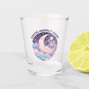 Pastel Moonlit Night - Dreamy Crescent Moon Schnapsglas