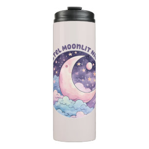 Pastel Moonlit Night - Dreamy Crescent Moon Thermosbecher