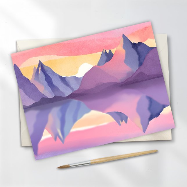 Pastel Mountains | Watercolor Sky Postkarte (Von Creator hochgeladen)