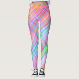 Pastel Multicolor Kariertes Gewebe Leggings