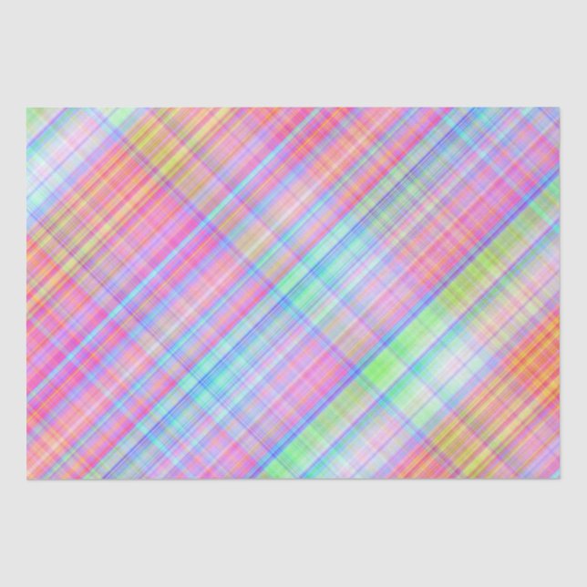 Pastel Multicolor Kariertes Gewebe Seidenpapier (Vorderseite)