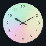 Pastel Mute Gradient Ombre Rainbow Große Wanduhr<br><div class="desc">Schöne digitale Aquarellfarbe Rosa lila pfirsichgelbe blaue Farbverlauf ombre Design. Einfach,  ruhig,  entspannend und glänzend,  boho,  schicke,  moderne Yoga Matte. Gradient Geschenk. Personalisierte Geschenke. Personalisierte Gradient Yoga Geschenke Design ist auf verschiedenen Yoga-Produkten,  siehe in der Sammlung.</div>