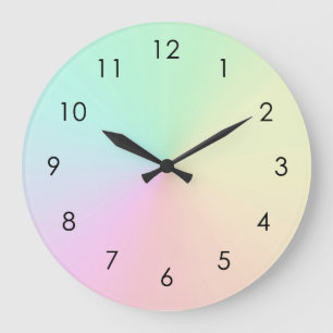 Pastel Mute Gradient Ombre Rainbow Große Wanduhr