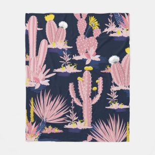 Pastel Nahtlose Muster Vintager Sommerkaktus auf d Fleecedecke