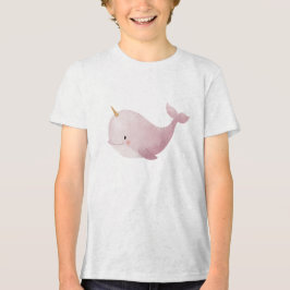 Pastel Narwhal Watercolor Illustration Tri-Blend Shirt