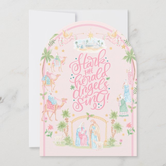 Pastel Nativity Folded Christmas Card Einladung (Vorderseite)