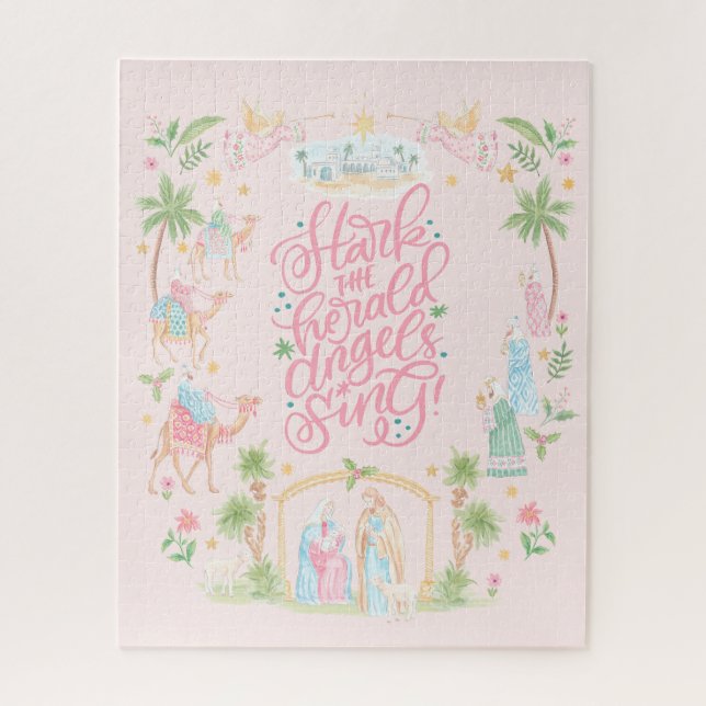 Pastel Nativity Folded Christmas Card Puzzle (Vertikal)