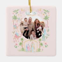 Pastel Nativity Photo Keramikornament