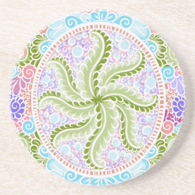 Pastel Nature Mandala Art Getränkeuntersetzer (Vorne)