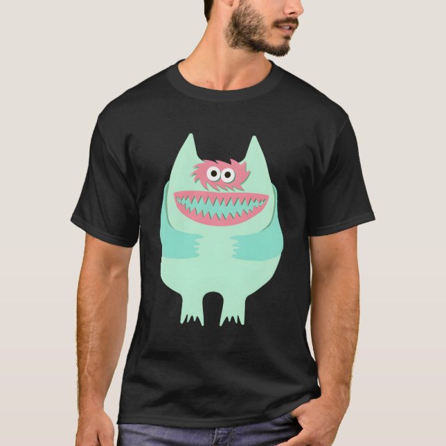Pastel Nauga gefülltes Tiermonster-Rückgrat T-Shirt (Vorderseite)