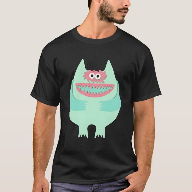 Pastel Nauga gefülltes Tiermonster-Rückgrat T-Shirt (Vorderseite)