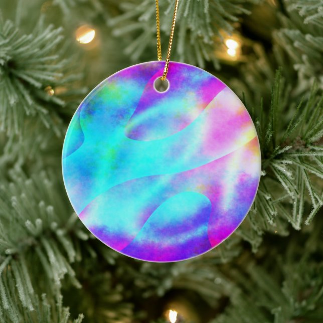 Pastel Neon Rainbow Gradient Art Keramik Ornament (Baum)