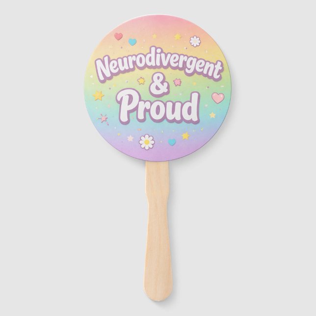 Pastel Neurodivergent & Proud Party Fan Fächer (Vorderseite)