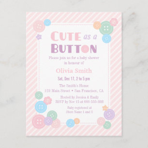 Pastel Niedlich als Button Baby Shower Einladungen